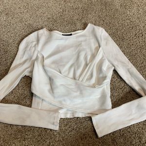 TOP SHOP WHITE CROPPED LONG SLEEVE